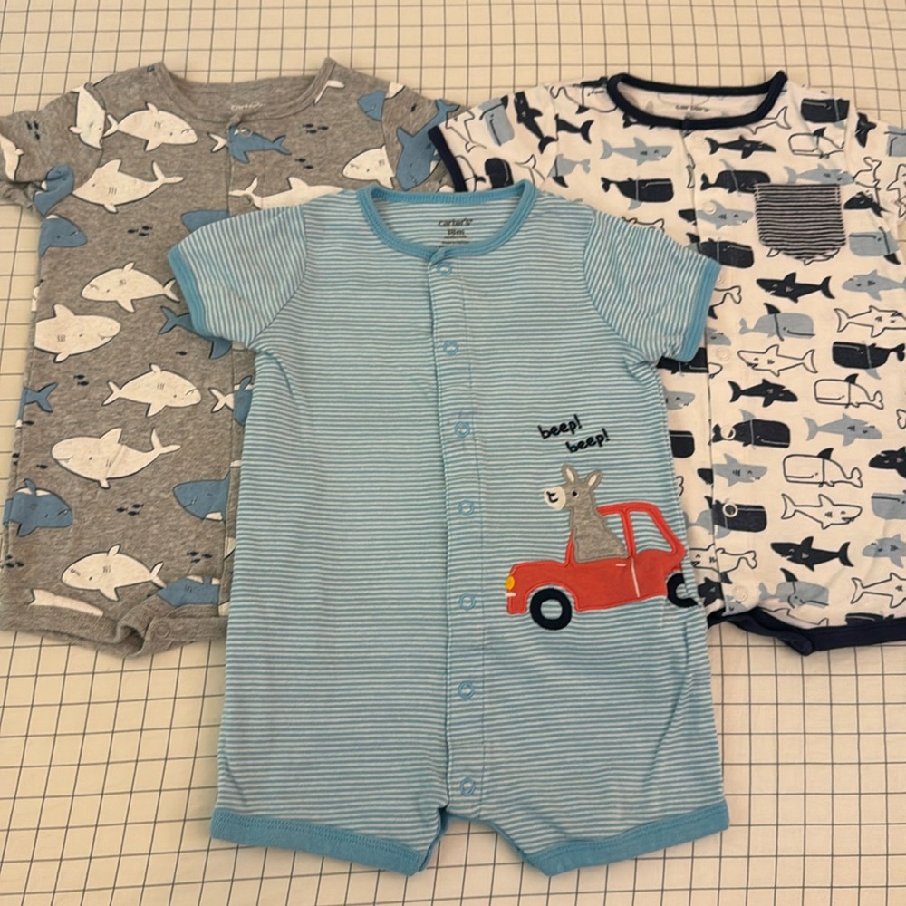 3 pack Carters baby rompers 18M